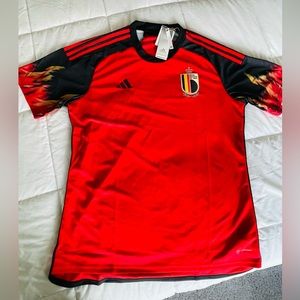 New Adidas Belgium Red/Black Soccer Jersey